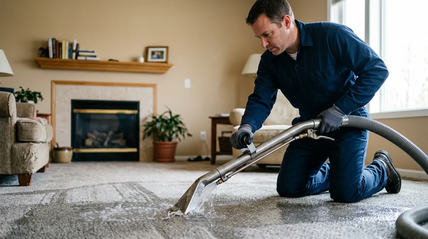 Water damage restoration technician working near Midland, OH